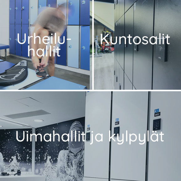 Kalustelukot urheiluhalleihin ja kylpylöihin