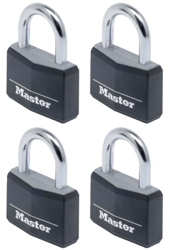 Nelj=C3=A4 samalla avaimella toimivaa alumiiniriippulukkoa. - Riippulukot - 201071 - 1