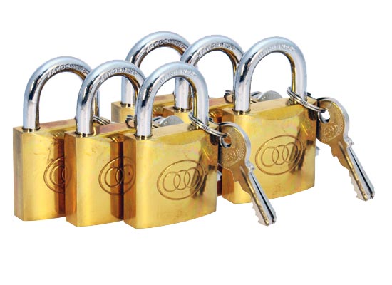 Messinkiriippulukko samalle avaimelle sarjoitettuna. - Riippulukot - 201032 - 1