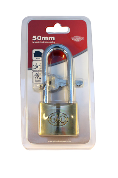 Pitk=C3=A4sankainen messinki riippulukko. - Riippulukot - 201114 - 1