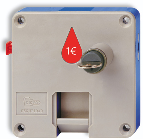Muovikuorinen kolikolla toimiva kalustelukko s=C3=A4ilytyskaappeihin. - Mekaaniset kalustelukot - 203075 - 1