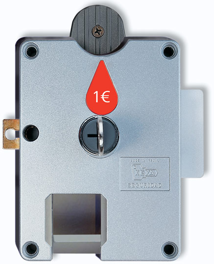 Kolikolla ja kortilla toimiva kalustelukko. - Mekaaniset kalustelukot - 203069 - 1